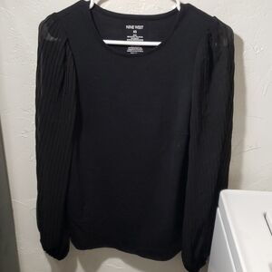 Nine West Black Blouse with Sheer Sleeves